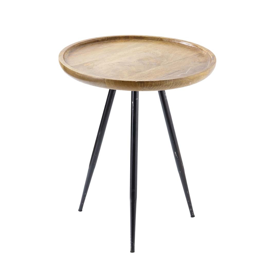 Holz Tisch Rund Auf 3 Beinen H 62cm Natur Schwarz
