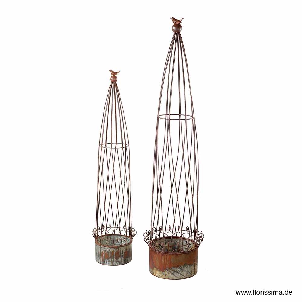 METALL RANKHILFE MIT ORNAMENTEN RUND SET 2 ROST