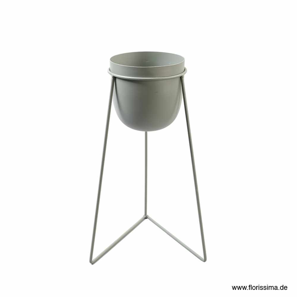 METALL TOPF RUND AUF STAND 24X40CM SALBEI