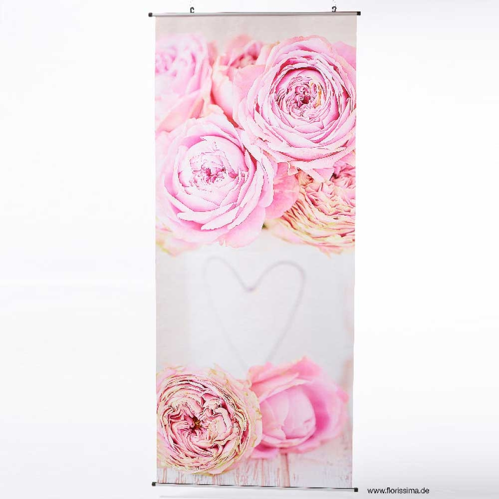 Stoff Banner Rosen Zum Hangen L 175cm Weiss Rosa